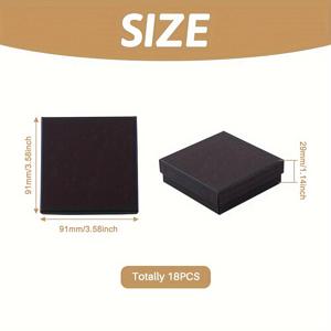 TEMU 18개 블랙 카드보드 주얼리 선물 상자 - 9.1x9.1x3cm 사각형, 귀걸이, 반지, 목걸이 및 액세서리를 위한 내구성 있는 종이 보관함, 포장 및 정리에 완벽한, 디자인의 견고한 구조, 주얼리 박스, 주얼리 오거나이저, 주얼리 만들기 용품, 주얼리 디스플레이, 주얼리 제작