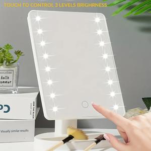 TEMU 16개 LED 터치 컨트롤 3단계 밝기 조절 가능 휴대용 메이크업 거울 (USB 및 배터리 전원), 가정 및 기숙사 사용에 적합