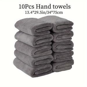 TEMU 10장 짜리 울트라소프트 마이크로파이버 손수건, 13.4x29.5인치, 높은 흡수성, 니트 폴리에스터 블렌드, 현대적인 직사각형 우주 테마 타월, 가정, 샤워, 헬스장, 사우나 - 다양한 색상