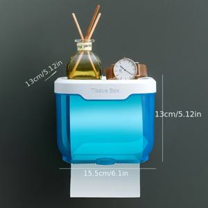 TEMU 1pc 벽걸이용 화장지 홀더 드로와 - 방수, 자체 접착식 욕실 휴지 롤 디스펜서 블루와 핑크, 가정 및 상업용으로 이상적, 욕실 액세서리