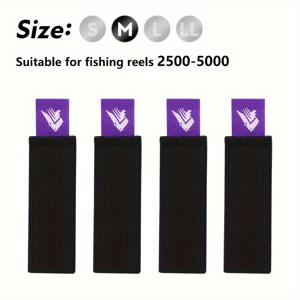 TEMU 4pcs 블루 낚시 라인 보호 커버 - 백색 핸드 로고가 있는 내구성 있는 나일론 스플 보호자, 염수 및 담수 낚시를 위한 라인 손상 방지 및 캐스팅 성능 향상, 낚시 라인 보호자, 담수 낚시 장비, 세련된 디자인, 튼튼한 구조