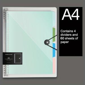 TEMU 바인더 노트북, 흰색/검은색, PP 소재, 4개 분리자 포함 바인더, 60장, A4/B5/A5 크기, 최대 100장, 교체 가능한 내부 코어, 사무실, 학교, 문구, 선물에 적합