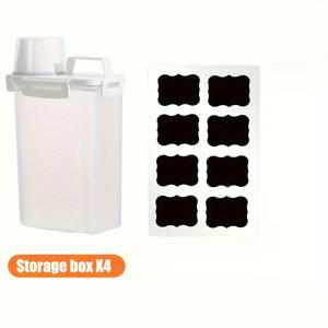 TEMU 4-팩 BPA 프리 플라스틱 식품 보관 용기, 플립탑 뚜껑 포함 - 누출 및 곤충 방지, 손세척, 재사용 가능, 곡물, 쌀, 밀가루를 위한 둥근 투명 식료품 저장 세트