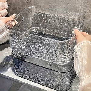 TEMU 1pc 리플 디자인 플라스틱 보관함 손잡이 포함, 다목적 데스크탑 정리함, 욕실 선반, 화장품 홀더, 및 샴푸 랙, 기숙사, 아파트용 가정 장식 액세서리 - 무향, 배터리 불필요