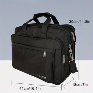 TEMU 1pc 16인치 17인치 대용량 남성 노트북 가방, 옥스포드, , 내마모성, 확장 가능, 폴리에스터 안감, 경량, 노트북 보관함, 조절 가능한 어깨 스트랩 및 지퍼 잠금 장치가 있는 사무실, 일상 출퇴근, 외출용