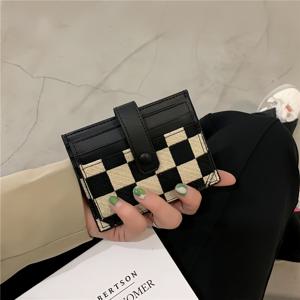 TEMU 여성용 레트로 체크무늬 지갑 - 슬림 컴팩트 멀티 카드 홀더, 안전한 클라스프 잠금장치 및 ID 창 포함 - 일상 사용을 위한 스타일리시 정리함