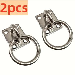 TEMU 2-Pack 스테인리스 스틸 304 사각형 아이 플레이트 링 포함, 유니버설 실버색 마린 데크 하드웨어, 천장 후크, 복싱 및 보트 타이 다운, 부활절 및 할로윈 장식에 적합