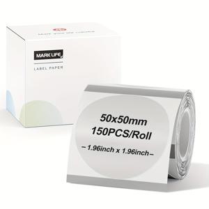 TEMU Marklife 50x50mm 투명 원형 열전사 라벨 - 150장씩 롤, DIY 로고, 가정, 소규모 비즈니스, 감사 메시지 및 지원 선물 태그용 2인치 원형 스티커, 소규모 비즈니스 용품 | 투명 라벨 | 쉽게 벗겨지는 접착제, 라벨 제작 용품