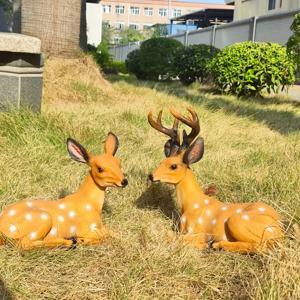 TEMU 2개 레진 사슴 조각상, 정원 및 파티오 장식용 리얼리스틱 동물 피규어, 이상적인 크리스마스 선물, 사슴 조각상 홈 데코, 테라스 장식, 시뮬레이션, 레트로 스타일, 부활절 행사, 동물 테마