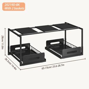 TEMU 2in 1 싱크대 아래 정리함, 금속 슬라이드형 캐비닛 정리 선반, 주방 욕실 정리 및 수납용 서랍, 수납 선반, 홈, 세탁실, RV, 팬트리, 양념장 정리 및 수납, 블랙