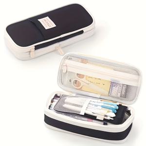 TEMU 캔버스 다기능 확장 가능한 펜 가방, 대용량 화장품 정리함, 학교 및 사무실 용품, 부활절 및 데이 선물에 이상적, 남성 및 여성에게 적합한 학교로 돌아가는 필수품