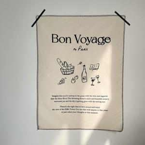 TEMU 시크한 'Bon Voyage' 파리 테마 테이블 냅킨 - 100% 폴리에스터, 직사각형, 기계 제작, 영어 문자 디자인 | 주방 장식 및 음식 사진 배경에 이상적
