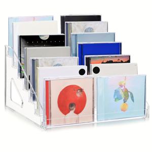 TEMU 1개 투명 아크릴 7단 CD 보관대, 12인치 브라켓 선반 정리대 42개 표준 케이스용, 미디어 선반 정리용 투명 디스플레이 스탠드, CD 보관 케이스