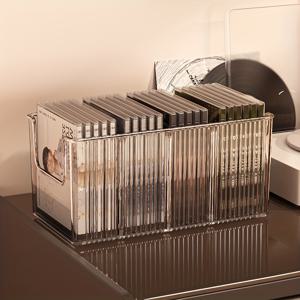 TEMU 투명 플라스틱 CD 보관함 - 비닐 레코드, 테이프 및 앨범용 다용도 데스크탑 정리함, 쉬운 보관 및 전시를 위한 다수의 구획이 있는 컴팩트 디자인