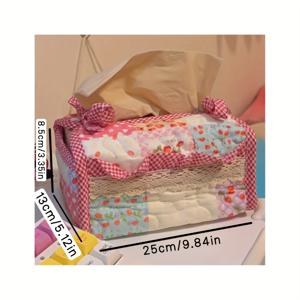 TEMU 1pc, 핑크 스위트 퀼팅 천 티슈 박스, 러닝 룸, 침실, 욕실 장식에 적합한 러닝 룸 장식, 침실 장식, 욕실 장식