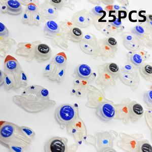 TEMU 25개 대형 우주 주제 레진 장식 - 우주인, 로켓 및 행성 디자인 | 폰 케이스, 헤어 클립, 프레임 및 더 많은 투명 DIY 공예 장식 | 창의적인 프로젝트, 우주 파티 장식용 창의적인 장식 액세서리
