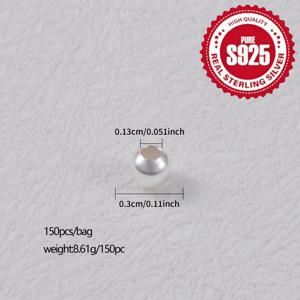 TEMU 150개/팩 S925 스털링 실버 라운드 스페이서 비즈, DIY 고급 팔찌·목걸이·발찌 공예용 소품|은목걸이