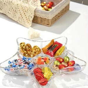 TEMU 1pc 별 모양 유리 스낵 및 캔디 서비스 플레이트, 거실 커피 테이블용 compartiments, 견과류, 과일, 건조한 채소 및 애플리트에 이상적 - 식품 안전 및 우아한 디자인, 재미있는 플레이트 | 우아한 식기 | 유리 서비스 플레이트