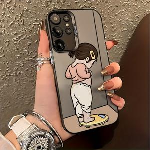 TEMU 갤럭시 S25 S24 S23 S22 S20 FE 울트라 플러스 4G 5G용 웨이트 걸 폰 케이스, 안티쇼크 프로스티드 백 커버