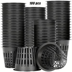 TEMU 50개/100개 네트 포트, 3인치 슬롯 메쉬 넷 컵, 블랙 식물 재배용 네트 포트, 수경법 컵, 정원 플라스틱, 실내외 사용 가능한 식물 재배용품|화분