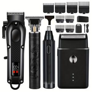 TEMU 4개입 남성용 미용기구 세트, USB 충전식 헤어클리퍼, 전기 면도기, 미세 트리머, 면도기 스타일링 도구, 무선 코 트리머, 리튬 배터리, 이상적인 휴일 선물|USB|USB