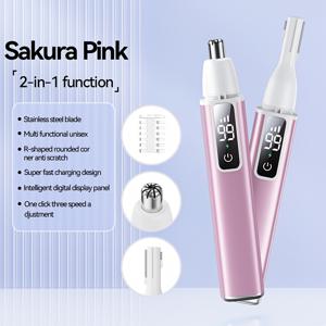 TEMU 2-in-1 전동 눈썹 & 코털 정리기 - USB 충전식 제모기, 터치스크린 & LED 디스플레이, 원버튼 조작, 컴팩트 휴대용, 민감한 베이지, 듀얼 그루밍 기기