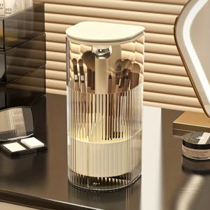 TEMU 압축형 화장 브러시, 데스크탑 브러시 및 립스틱 정리함용 먼지 방지 보관용기, 고급 자동 리프팅 브러시 홀더.|립스틱