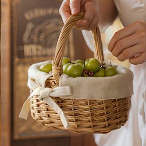 TEMU 손으로 제작된 윗대 피크닉 바구니 - 러스트릭 스타일 스토리지 바구니, 내구성 있는 다목적 바구니, 주방, 야외, 방문, 선물, 장식용, 튼튼하고 compact한, 편안하고 스타일리시한 짜임으로 제작된 바구니, 선반 바구니, 선반 바구니