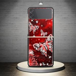 TEMU Flip3, Z Flip4, Z Flip5, Z Flip6, Z Flip 5G용 반짝이는 아름다운 나비 케이스 하드 커버
