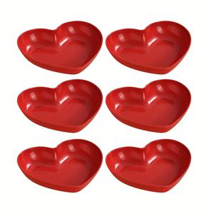 TEMU 6개 세트의 플라스틱 하트 모양의 서비스 플레이트 세트, 빨간색 러브 테마 과일, 스낵 및 캔디 플레이트, 데이, 결혼식, банк릿 및 특별한 기념일을 위한