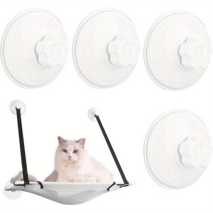 TEMU 고양이 해먹용 4개 세트 벽부착 회전식 흡입컵 - 강력한 하중 용량, 창문 퍼치 & 애완동물 침대 설치 쉬움, 고양이를 위한 안전한 매달림 솔루션, 간단한 디자인, 부드러운 표면 부착