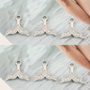 TEMU 6개입 물고기 꼬리 DIY 펜던트 참 - 18K 금도금 구리, 섬세한 디자인의 목걸이 액세서리 제작용 소품, 내구성 있고 우아한 공예 재료