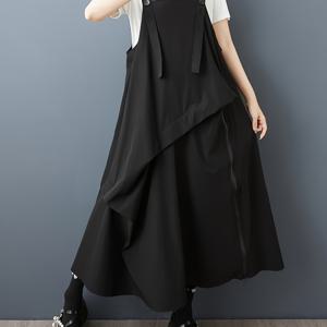 TEMU 여성용 우아한 루즈핏 A라인 미디 드레스 - 로우넥 & 버튼 프론트, 100% 폴리에스터, 블랙 & 화이트 대비, 봄 여름 가을 캐주얼부터 포멀웨어까지|여름원피스|여성원피스|인견원피스