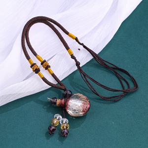 TEMU 바로크 유리 향수병 목걸이 휴대용 에센셜 오일 바이알 아로마 병 차량용 공기 청정 펜던트