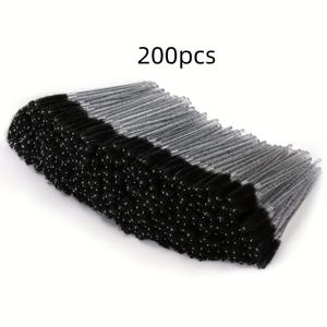 TEMU 50/100/200개 일회용 아이브로우 브러시 & 속눈썹 브러시 - 저자극성 나일론 솔, 멀티컬러 스풀리, 민감한 피부를 위한 프로페셔널 메이크업 도구, 텍스처 그립 핸들