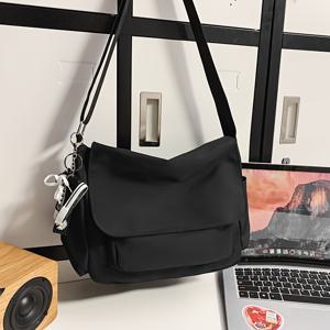 TEMU 남성용 캐주얼 크로스바디 백 - 블랙, 조절 가능한 스트랩, 다중 컴파트먼트 디자인, 일상적인 출퇴근 및 여름 사용에 적합, 일상 백| 스타일|조절 가능한 스트랩 백|미니크로스백