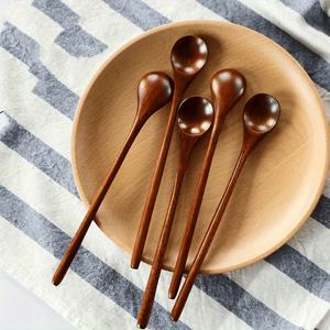 TEMU 5pcs 고품질 나무 긴 손잡이 저녁 숟가락, 티스푼, 우유 꿀 수프 숟가락, 저어는 막대, 주방 액세서리