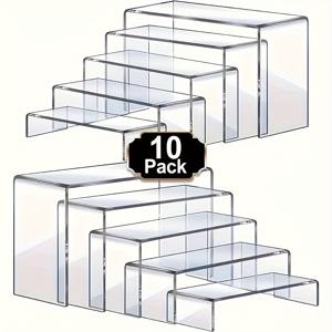 TEMU 10개 PMMJ 아크릴 디스플레이 스탠드 - 화장품, 보석류, 디저트 및 향수용 다층 투명 정리대 - 내구성 있는 클리어 아크릴 리저 스탠드, 홈 데코, 오피스 & 휴일 소매점 전시용, 뷰티샵 선물, 세련된 디자인, 광택 마감|향수|화장품정리함