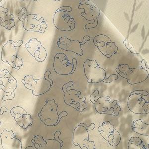 TEMU 1pc 귀여운 고양이 DIY 천 - 부드러운 폴리에스터, 다양한 포즈의 재미있는 고양이 프린트, 옷, 포켓, 패치 만들기에 완벽한, 공예 천 | 만화 프린트 천 | 내구성 있는 천, 귀여운 천