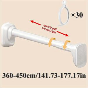 TEMU 확장 가능한 40-500cm 샤워 커튼 로드, 흡착컵 포함, 스틸 텐션 폴, 직경, 창문 및 욕실용 무드릴링 확장형 커튼 폴, 망원경식 샤워 커튼 로드