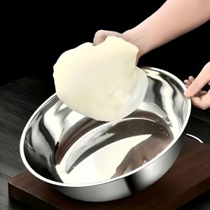 TEMU 31cm 대용량 스테인리스 샐러드 볼, 12.2인치 실버 폴리싱 마감으로 세척이 쉬운 혼합 그릇, 샐러드 준비 및 야채 세척, 과일 믹스에 적합한 주방 및 케이터링 서비스 용기