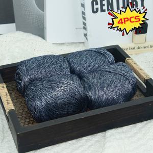 TEMU 1mm 홀로우 글리터 실 - 4개입 200g 초미세 아이스필 실, 자외선 차단 통기성 땀방지, 크로셰 뜨개질/손뜨개/핸드메이드 DIY 프로젝트용|뜨개실