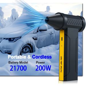 TEMU 140000RPM 휴대용 터보 팬, 4단 기어 조절 풍속, 200W 고출력 휴대용 팬, USB 충전, 먼지/눈 제거, 컴퓨터 청소, 차량, 캠핑/야외 사용, 남성용 크리스마스 선물|USB|차량용선풍기|캠핑선풍기