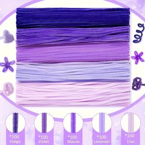 TEMU DIY 공예 및 예술 프로젝트용 500개 보라색 로드 세트, 혼합 색상 파이프 클리너!