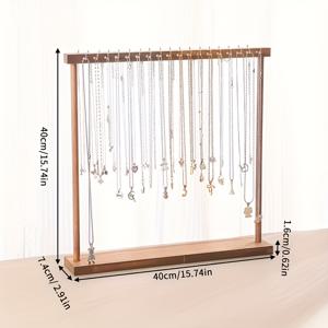 TEMU 1개 보석 전시대 - 견고한 나무 받침대, 목걸이·귀걸이·팔찌 정리용 - 우아한 디자인, 공간 절약형, 스타일, 광택 마감, 홈·살롱·부티크에 적합, 여성 선물 추천 (귀걸이 홀더 포함)|귀걸이|목걸이|팔찌