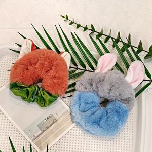 TEMU 2pcs 귀여운 플러시 동물 헤어 타이 - 토끼 귀 & 여우 귀, 소프트 탄성 헤어 액세서리, 포니테일, 부츠, 브레드 - 여성에게 귀여운 헤어 액세서리 선물, 생일 및 휴일에 완벽한 귀여운 헤어 액세서리, 재미있는 헤어피스, 부드러운 텍스처