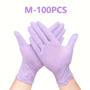 TEMU 100쌍 니트릴 장갑, 9인치 보라-파란색 고무장갑, 방수 및 미끄럼방지 기능, 휴일 선물용, 주방 세척용, 가정 청소용, 욕실 청소용