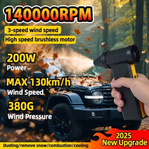 TEMU 휴대용 터보 제트 팬 에어 블로워 - 140000 RPM 고속 전기 에어 더스터, 380g 추력, 3단계 속도 조절, USB Type-C 고속 충전, 브러시리스 모터, 눈 치우기, 냉각, BBQ, 캠핑용 - 아버지의 날 선물로 최고
