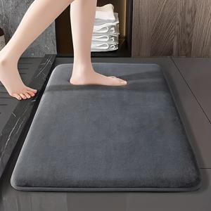 TEMU 부드러운 플러시 메모리 폼 욕실 매트 - 고급스럽고 미끄럼 방지, 기하학적 디자인 | 부드러운珊瑚 양털, 욕실 입구, 침실, 싱크대 아래, 욕실 바닥에 완벽합니다.