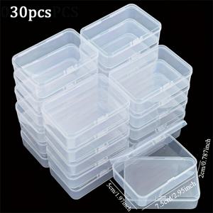 TEMU 30개 세트 사각 PP 플라스틱 보관함 - 2-5인치 반투명 정리용기, 주얼리 및 소품 보관, 사무실 & 공예 용품, 내구성 있는 스택 가능 데스크탑 수납통, 안전한 잠금 클로저, 쥬얼리 박스